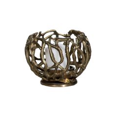 SSH COLLECTION Jali 15cm Wide Tea Light Candle Holder - Antique Brass