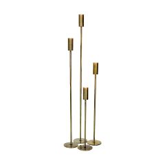 Set of 4 SSH COLLECTION Ava 50 70 90 and 110cm Tall Single Candle Holders - Brass