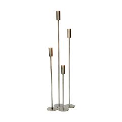 Set of 4 SSH COLLECTION Ava 50 70 90 and 110cm Tall Single Candle Holders - Nickel