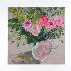 CAFE LIGHTING 'Pink Florals' Enhanced Canvas Print