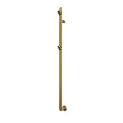 AGUZZO Ezy Fit 150cm Vertical Flat Tube Heated Towel Rail with 2 Hooks - Brushed Brass