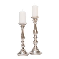 Set of 2 SSH COLLECTION Alexa 36 and 44cm Tall Single Candle Stands - Nickel