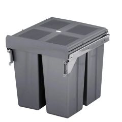 ELITE Valet 90L Twin Slide Out Soft Close Side Mounted Concealed Waste Bin (for 60cm cupboard) - includes Integrated Door Bracket