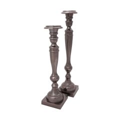 Set of 2 SSH COLLECTION Athena 48 and 58cm Tall Single Candle Holders - Black Nickel