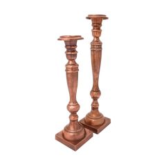 Set of 2 SSH COLLECTION Athena 48 and 58cm Tall Single Candle Holders - Antique Copper