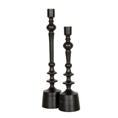 Set of 2 SSH COLLECTION Hudson 34 and 42cm Tall Single Candle Holders - Matte Black