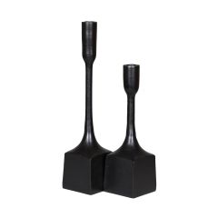 Set of 2 SSH COLLECTION Samuel 29 and 39cm Tall Single Candle Holders - Black