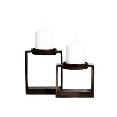 Set of 2 SSH COLLECTION Miles 11.5 and 16.5cm Tall Single Candle Holders - Antique Brown