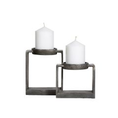 Set of 2 SSH COLLECTION Miles 11.5 and 16.5cm Tall Single Candle Holders - Antique Grey
