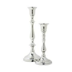 Set of 2 SSH COLLECTION Gustav 17 and 20cm Tall Single Candle Holders - Nickel