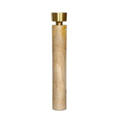 SSH COLLECTION James 44cm Tall Single Candle Holder - Natural Timber and Brushed Brass