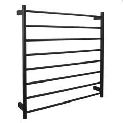 AGUZZO Ezy Fit Dual Wired Round Tube Heated Towel Rail 90 x 92cm - Matte Black