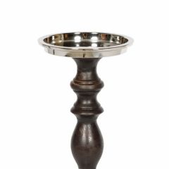 SSH COLLECTION Lucille 30cm Tall Single Candle Holder - Black Timber and Nickel