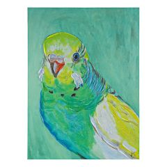 CAFE LIGHTING 'Green Budgie' Enhanced Canvas Print