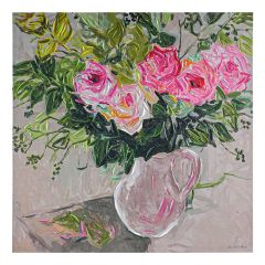 CAFE LIGHTING 'Pink Florals' Enhanced Canvas Print