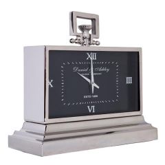 SSH COLLECTION Daniel & Ashley Medium Table Clock with Square Black Face - Nickel
