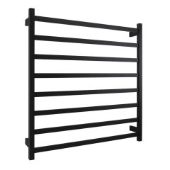 AGUZZO Ezy Fit Dual Wired Square Tube Heated Towel Rail 90 x 92cm - Matte Black