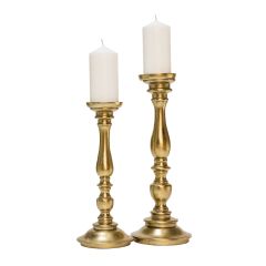 Set of 2 SSH COLLECTION Alexa 36 and 44cm Tall Single Candle Stands - Brass