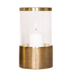 SSH COLLECTION Ziggy 39cm Tall Hurricane Lamp - Brass