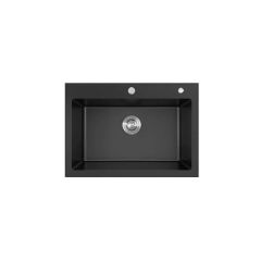 HIGOLD 76cm Single Bowl Quartz Granite Composite Kitchen Sink - Black