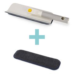 JOSEPH JOSEPH CleanTech 2-in-1 Glass Cleaning Squeegee and Replacement Pad Bundle