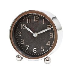 SSH COLLECTION Felix 17cm Tall Desk Clock with Round Black Face - Nickel