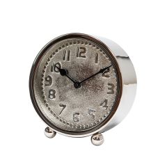 SSH COLLECTION Felix 15cm Tall Desk Clock with Round Silver Face - Nickel