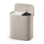 JOSEPH JOSEPH Tota 2 Twin 90L Easy-empty Laundry Basket - Pale Mushroom