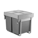ELITE Domestique Plus 90L Twin Soft Close Slide Out Bottom Mounted Concealed Waste Bin (for 60cm cupboard) - includes Door Bracket