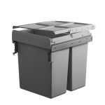 ELITE Valet 62L Twin Slide Out Soft Close Side Mounted Concealed Waste Bin (for 45cm cupboard) - includes Integrated Door Bracket