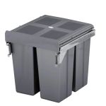 ELITE Valet 90L Twin Slide Out Soft Close Side Mounted Concealed Waste Bin (for 60cm cupboard) - includes Integrated Door Bracket