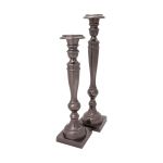 Set of 2 SSH COLLECTION Athena 48 and 58cm Tall Single Candle Holders - Black Nickel