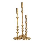 Set of 3 SSH COLLECTION Nova 40 50 and 60cm Tall Single Candle Holders - Antique Brass