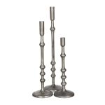 Set of 3 SSH COLLECTION Nova 40 50 and 60cm Tall Single Candle Holders - Antique Silver