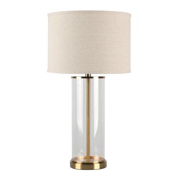 CAFE LIGHTING Left Bank Table Lamp - Brass with Natural Shade