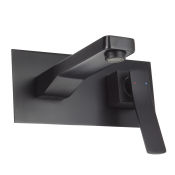 AGUZZO Cortina Wall Mounted Mixer with Spout - Matte Black