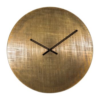 SSH COLLECTION Etcha 76cm Wide Round Wall Clock - Etched Antique Brass