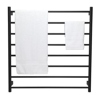 AGUZZO Ezy Fit Dual Wired Round Tube Heated Towel Rail 90 x 92cm - Matte Black