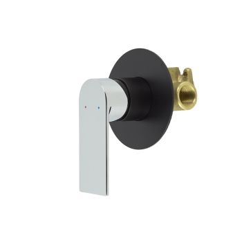 AGUZZO Prato Wall Mounted Bath & Shower Mixer - Matte Black With Chrome