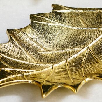 SSH COLLECTION Oak Small 31cm Long Decorative Leaf - Brass