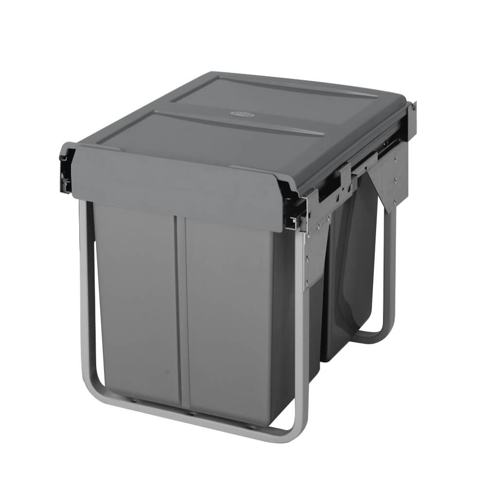 ELITE Domestique 40L Twin Slide Out Bottom Mounted Concealed Waste Bin (for 45cm cupboard) - includes Door Bracket