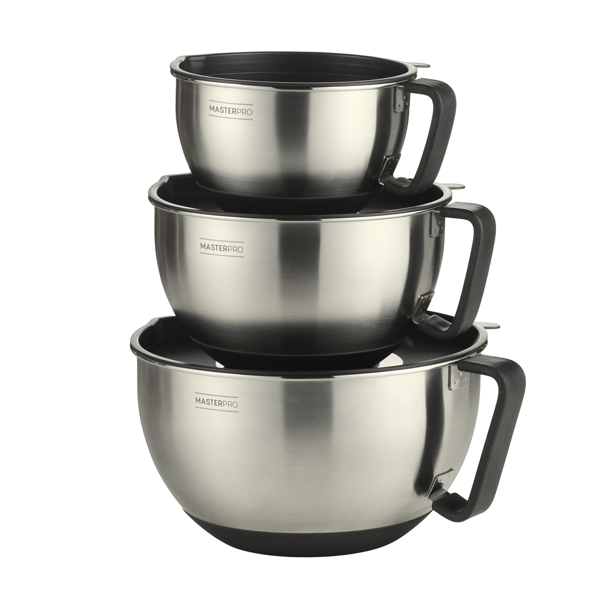 MASTERPRO 3 Piece Premium Stainless Steel Mixing Bowl Set