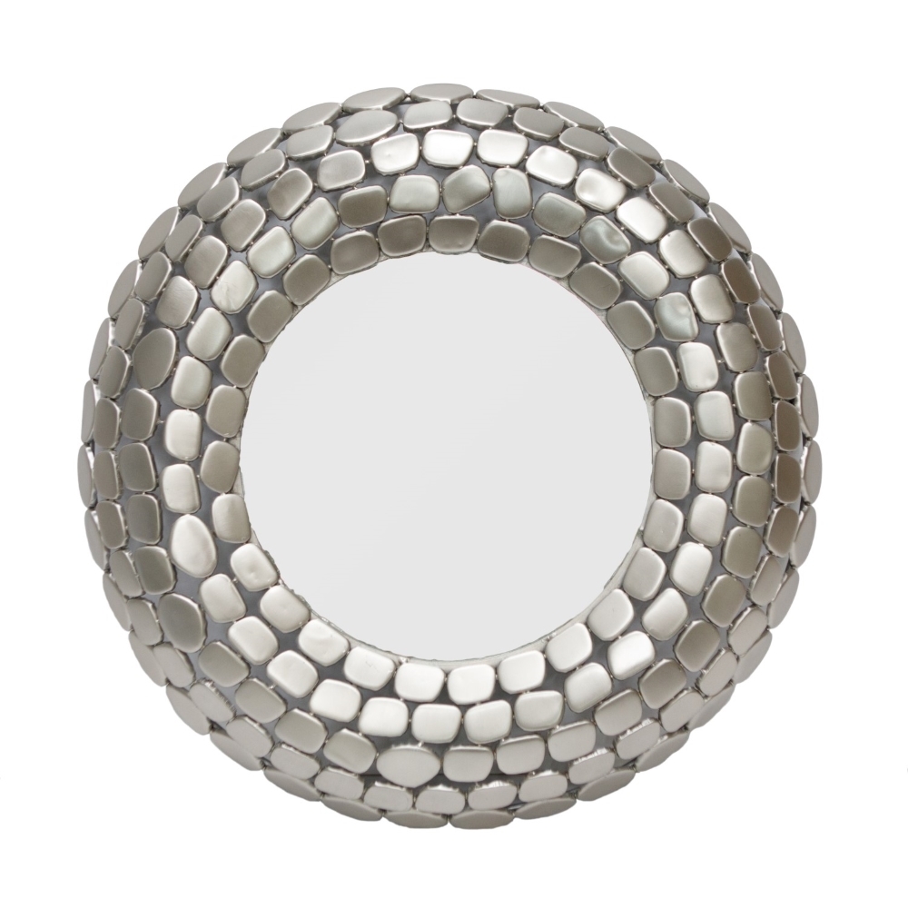 SSH COLLECTION Stone 61cm Round Wall Mirror - Matte Silver