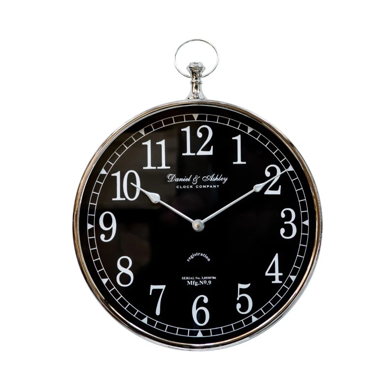 SSH COLLECTION Daniel & Ashley 40cm Round Wall Clock with Nickel Surround and Black Face