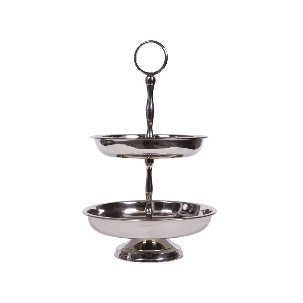 SSH COLLECTION Kate 27cm Tall 2 Tier Cake Stand - Polished Steel