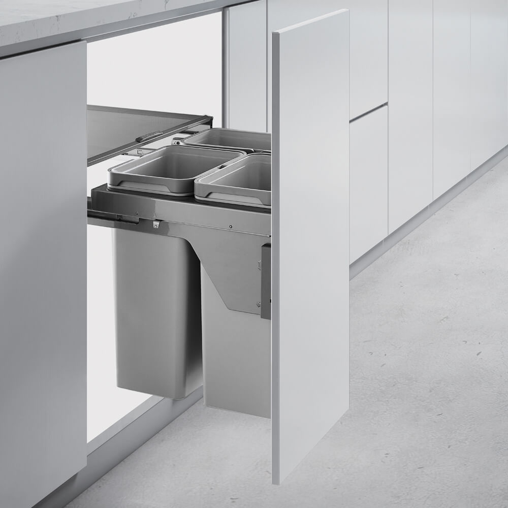 HIGOLD 56L Triple Slide Out Side Mounted Concealed Bin (for 60cm cupboard)