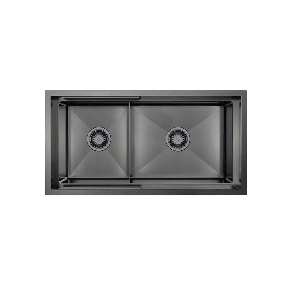 HIGOLD Piniz 82cm 1 & 1/2 Bowl Workstation Kitchen Sink - PVD Gunblack