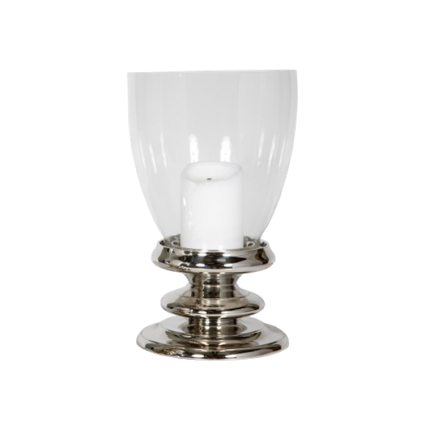 SSH COLLECTION Jackie 43cm Tall Hurricane Lamp - Polished Nickel Stand