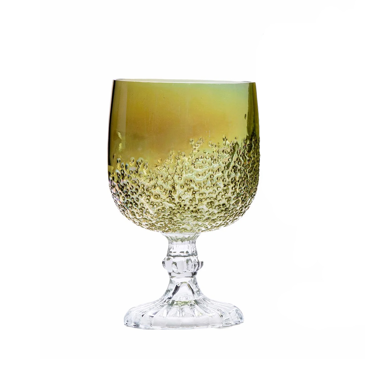 SSH COLLECTION Beker 17cm Tall Glass Goblet - Olive Green