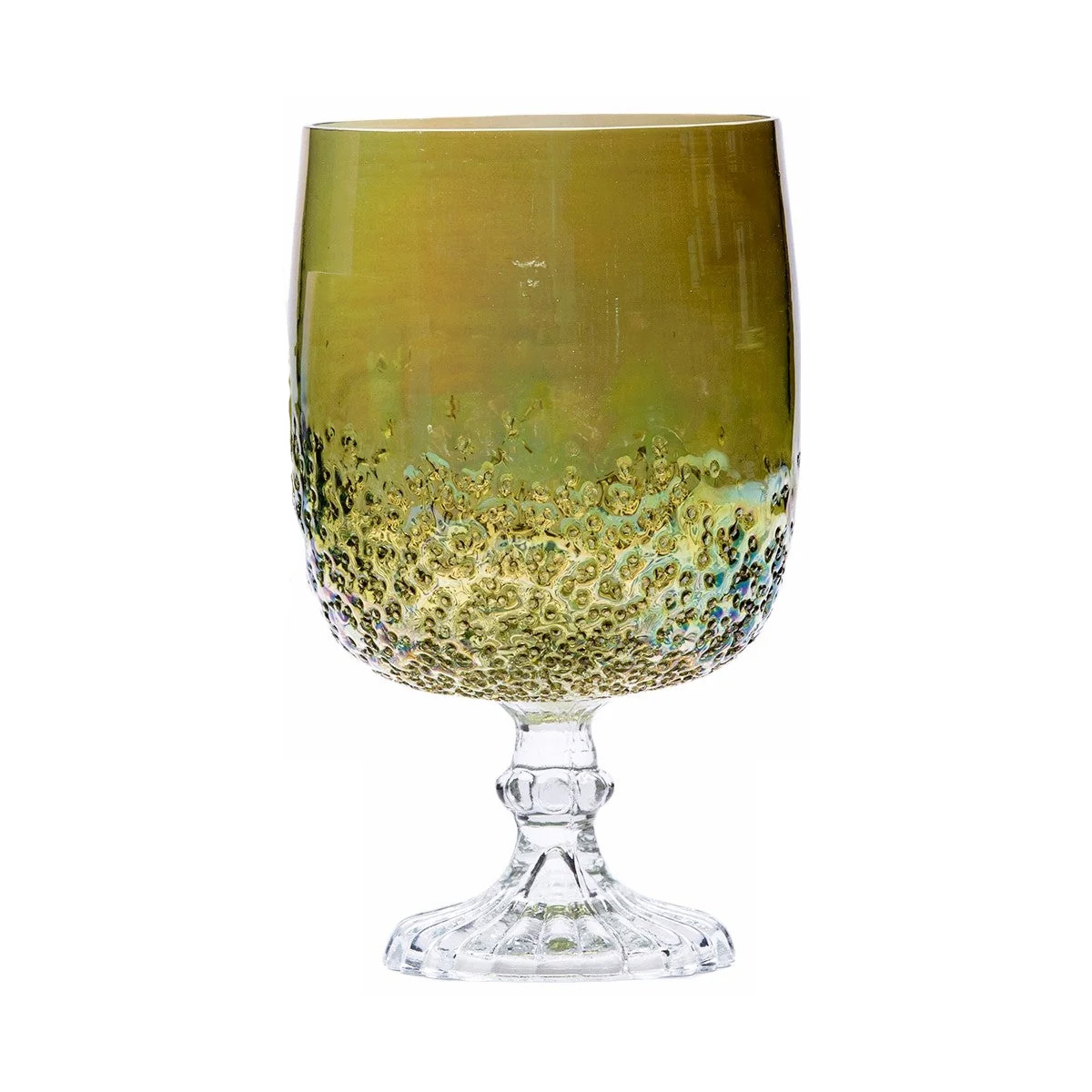 SSH COLLECTION Beker 20cm Tall Glass Goblet - Olive Green